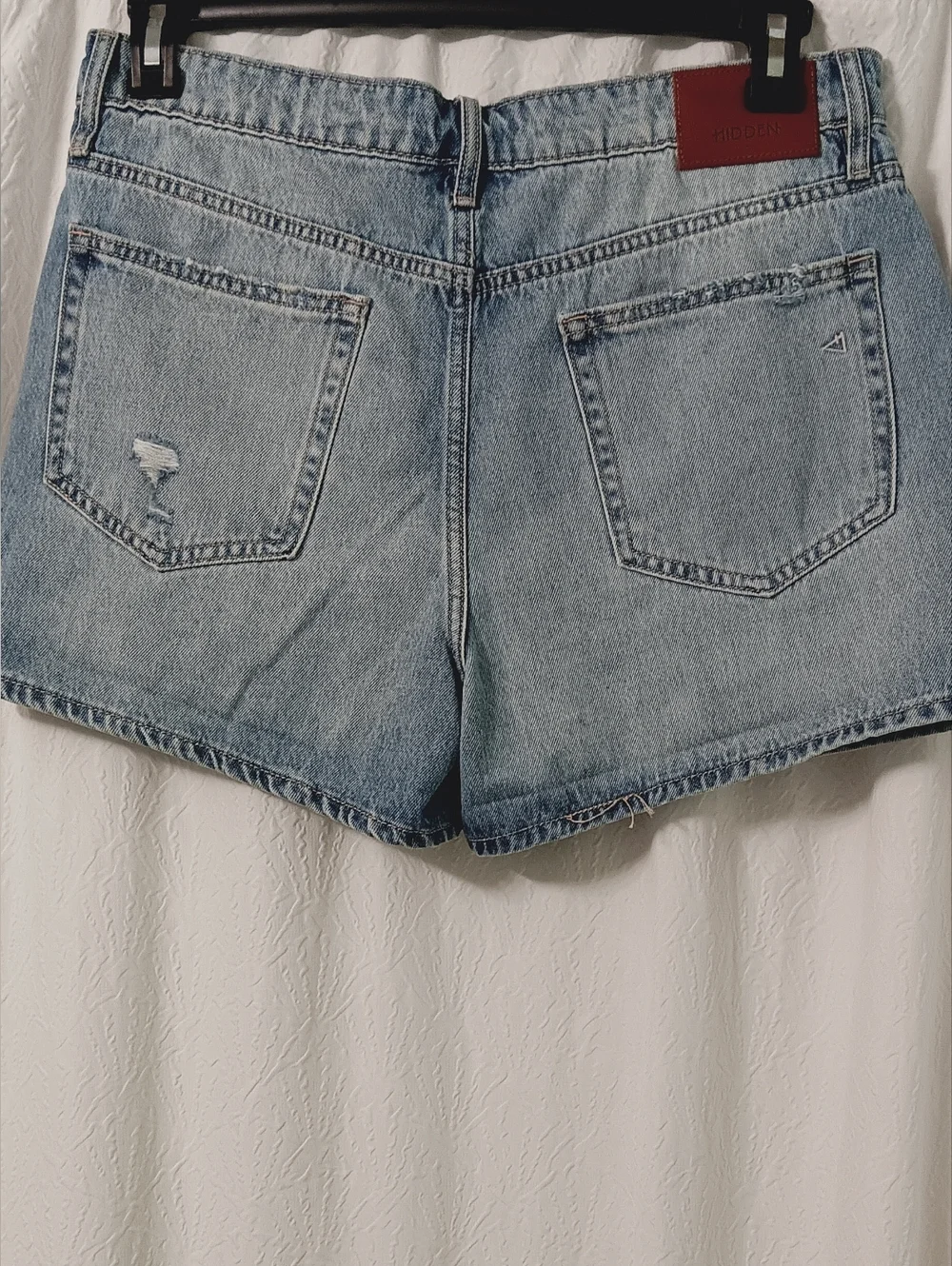 HIDDEN Light Wash Distressed High Rise Denim Shorts Size L - Picture 4 of 14